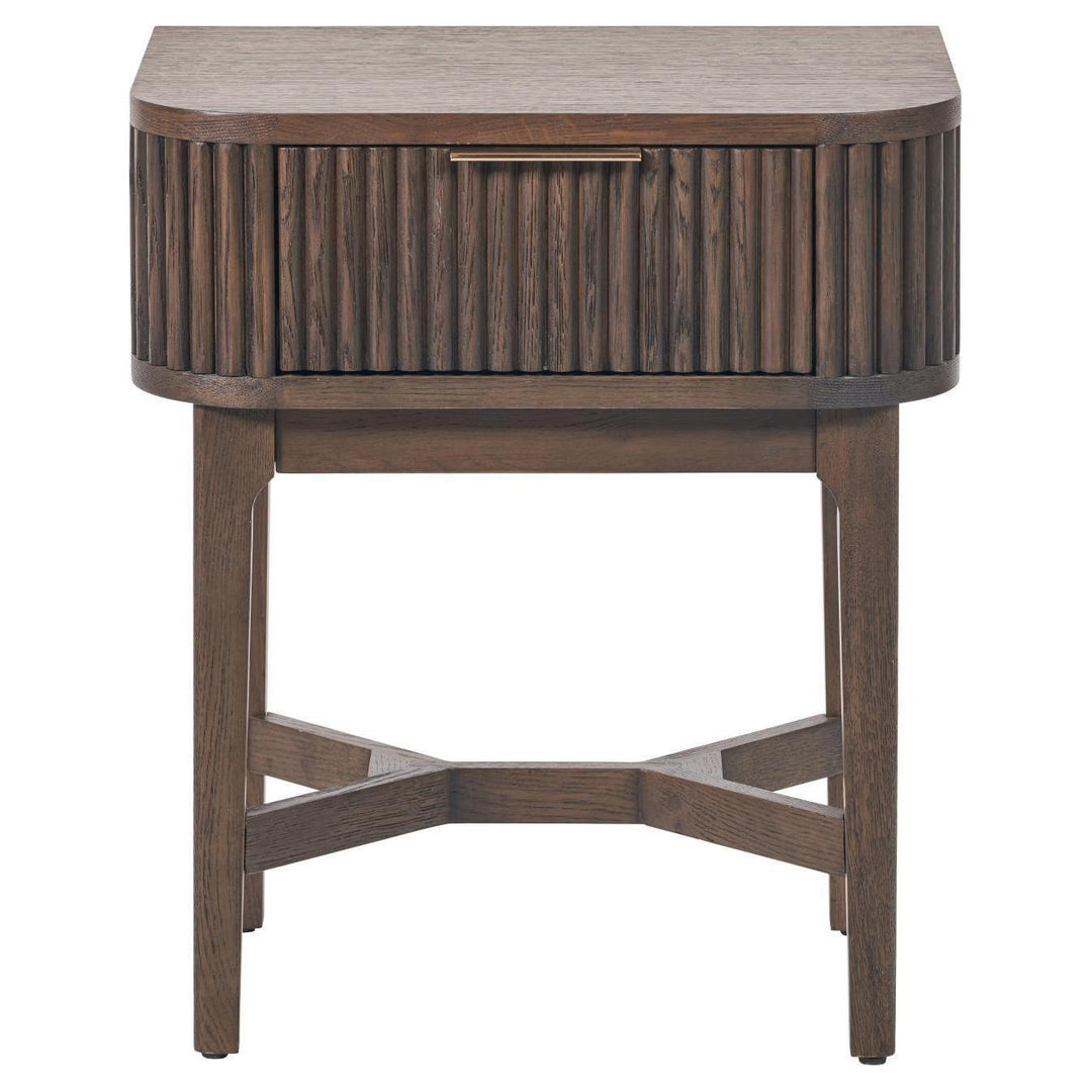 Beau&Co Oskar Dark Brown Ribbed Oak and Pine Wood 1 Drawer Unit