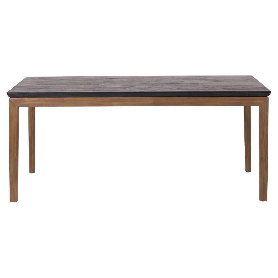 Beau&Co Pelle Black and Natural Acacia Wood Dining Table
