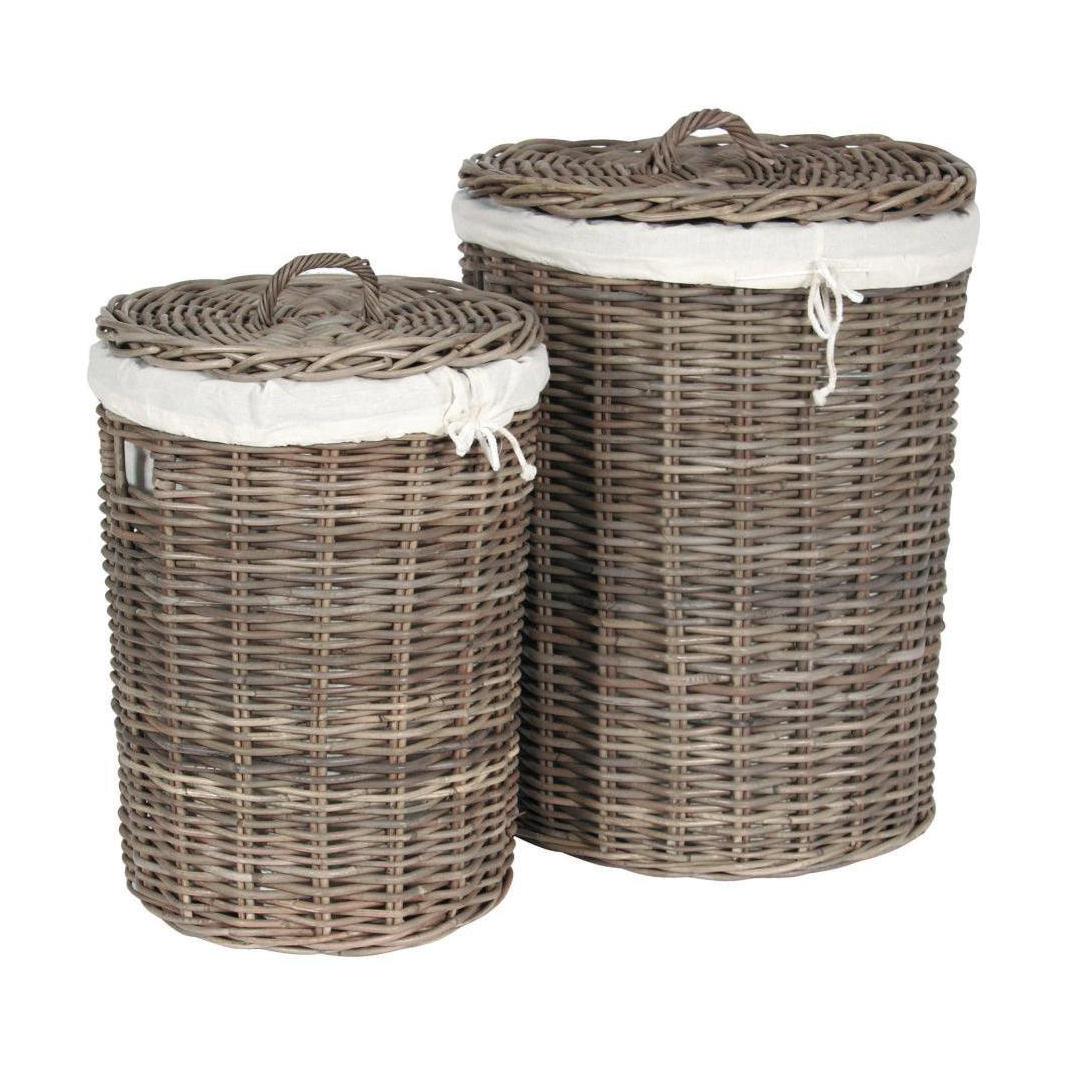 Beau&Co S/2 Grey Kubu Round Linen Baskets