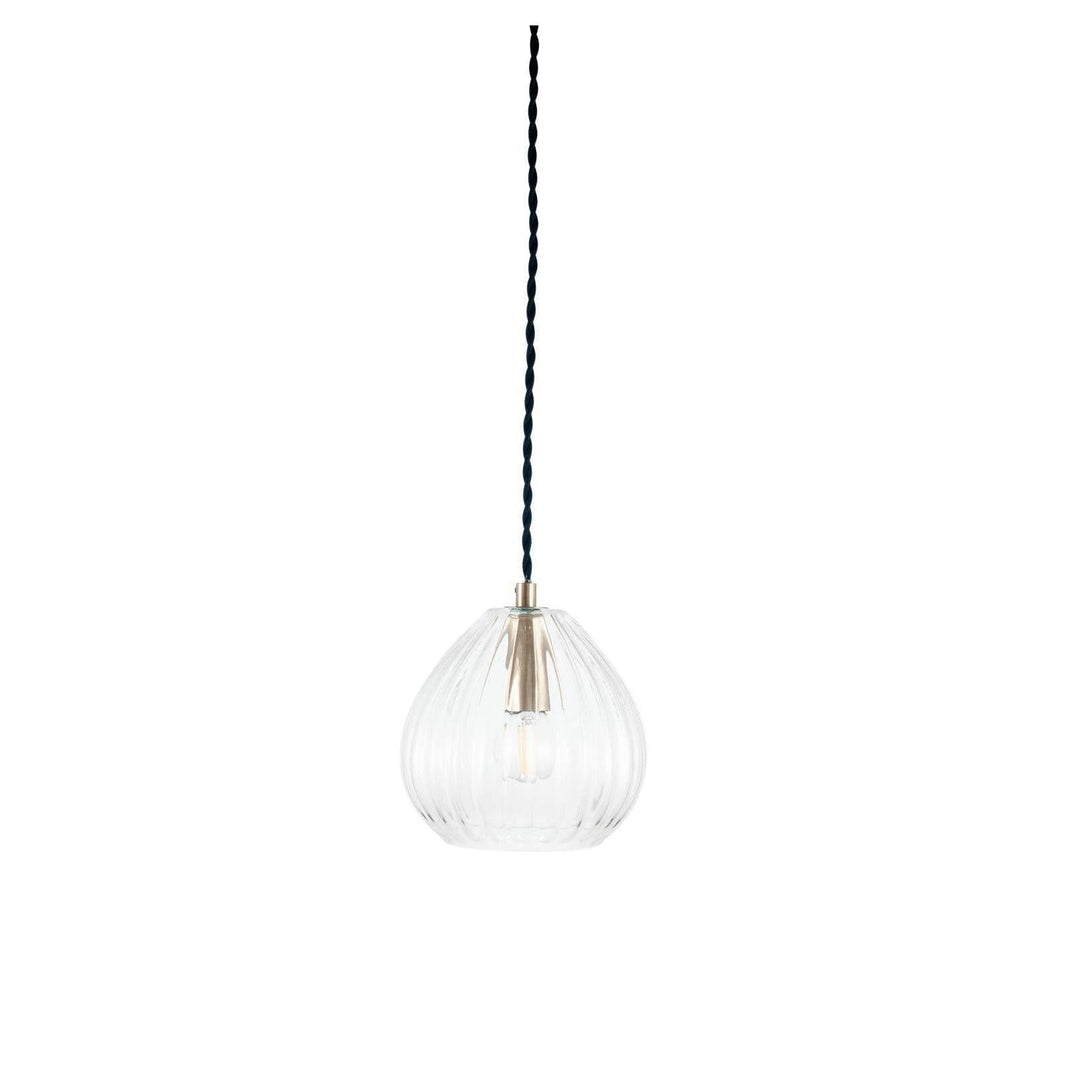 Beau&Co Saga Clear Ribbed Glass Teardrop Pendant