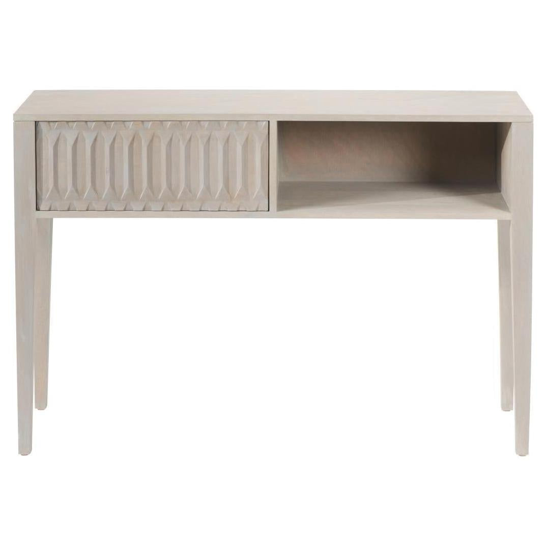Beau&Co Stig Light Grey Mango Wood 1 Drawer Console Table