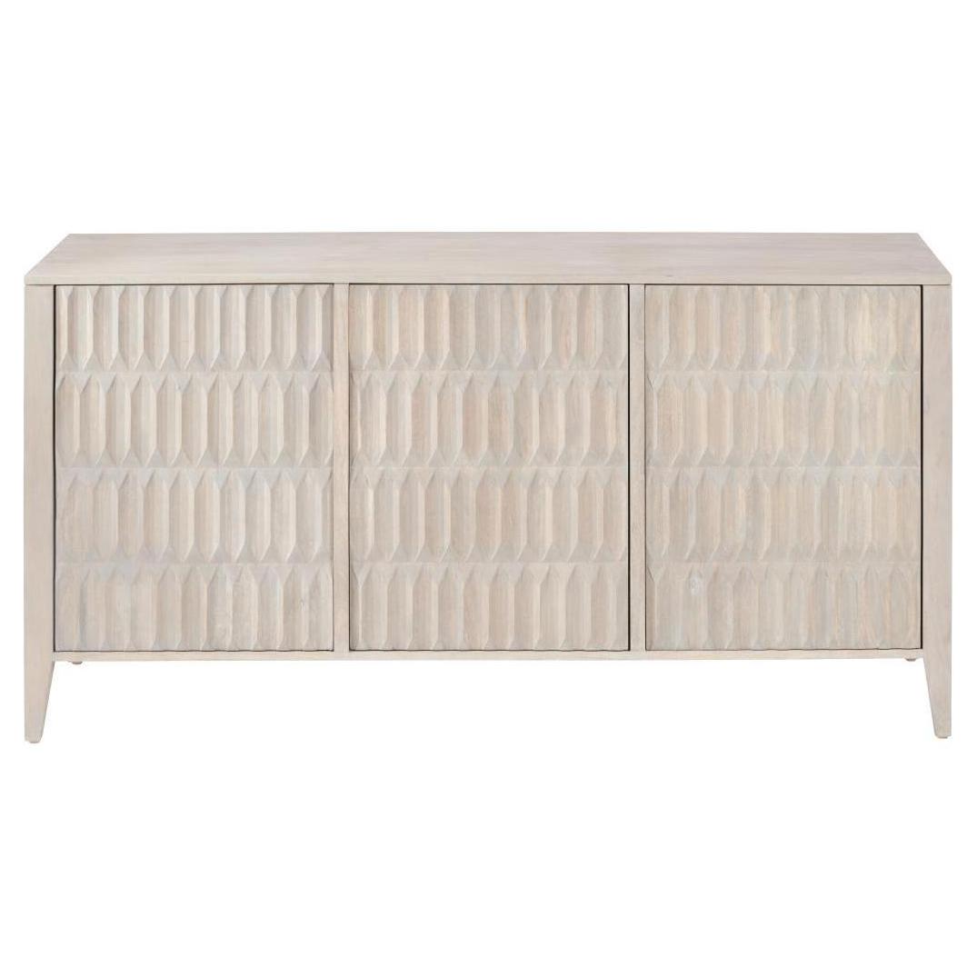Beau&Co Stig Light Grey Mango Wood 3 Door Sideboard
