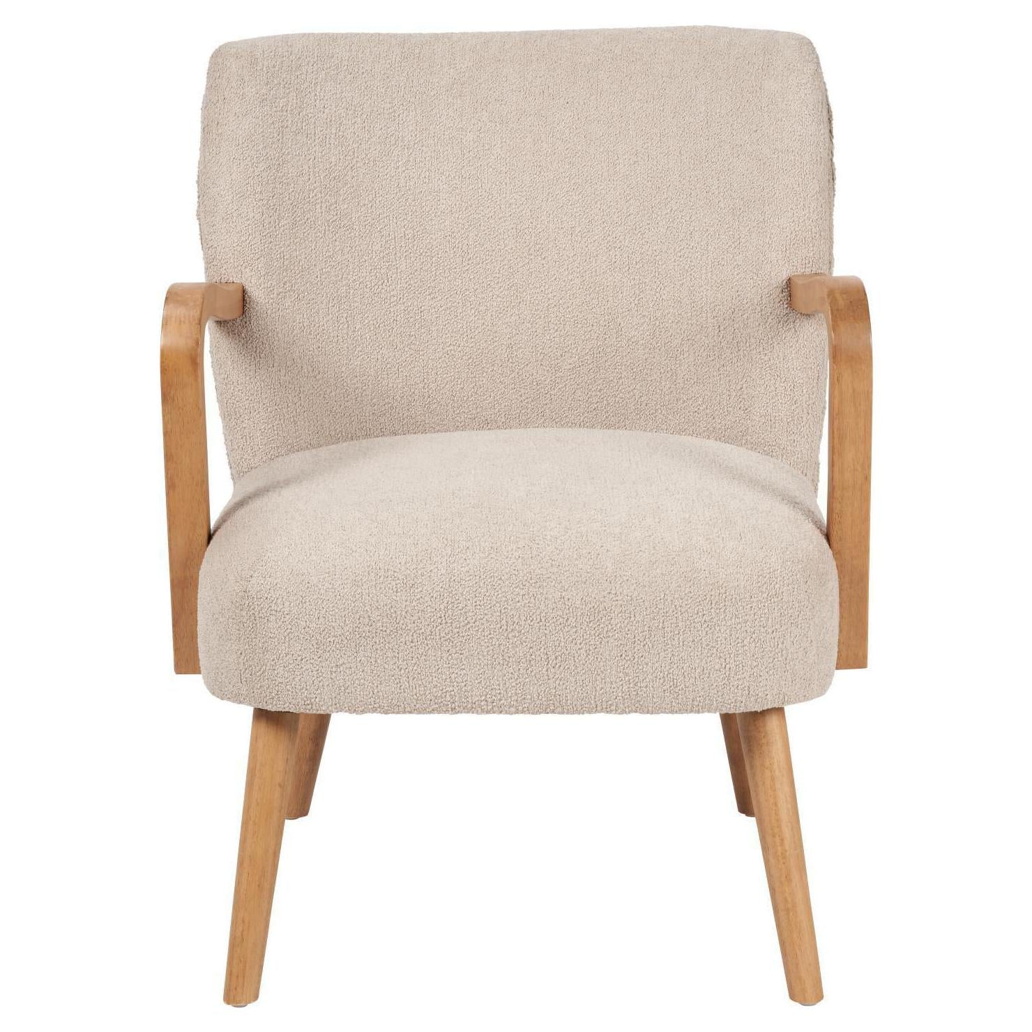 Beau&Co Torsten Taupe Teddy Fabric and Rubber Wood Occasional Chair