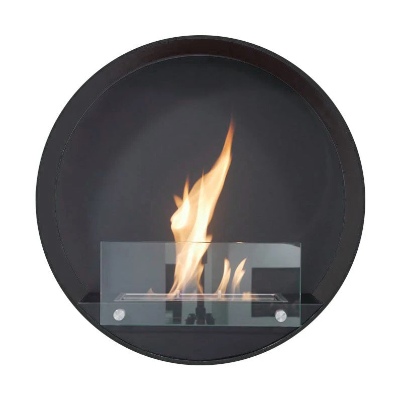 ScandiFlames Delaware Round Wall-Mounted Bioethanol Fireplace - Black