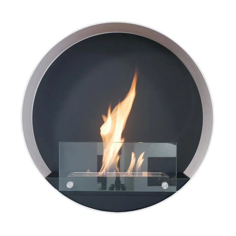 ScandiFlames Delaware Round Wall-Mounted Bioethanol Fireplace - White