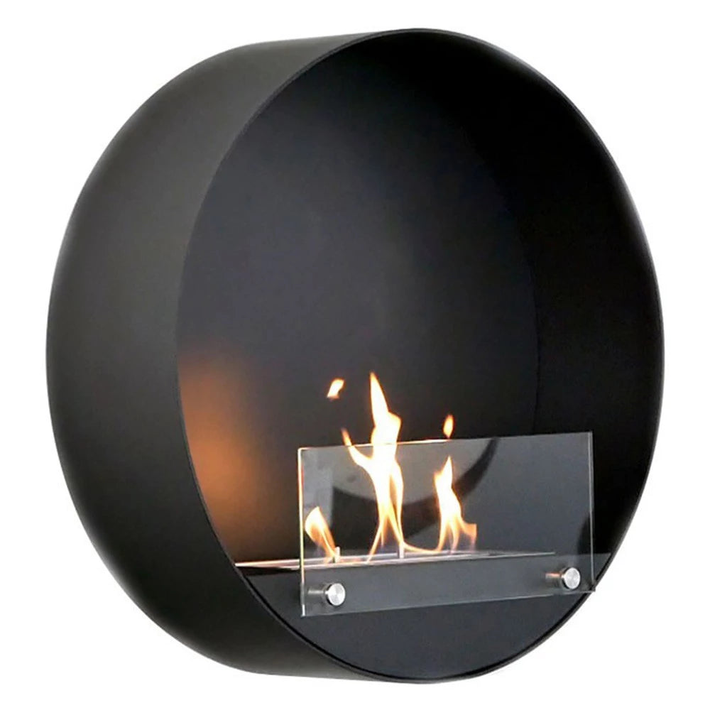 ScandiFlames Delaware Round Wall-Mounted Bioethanol Fireplace - Black