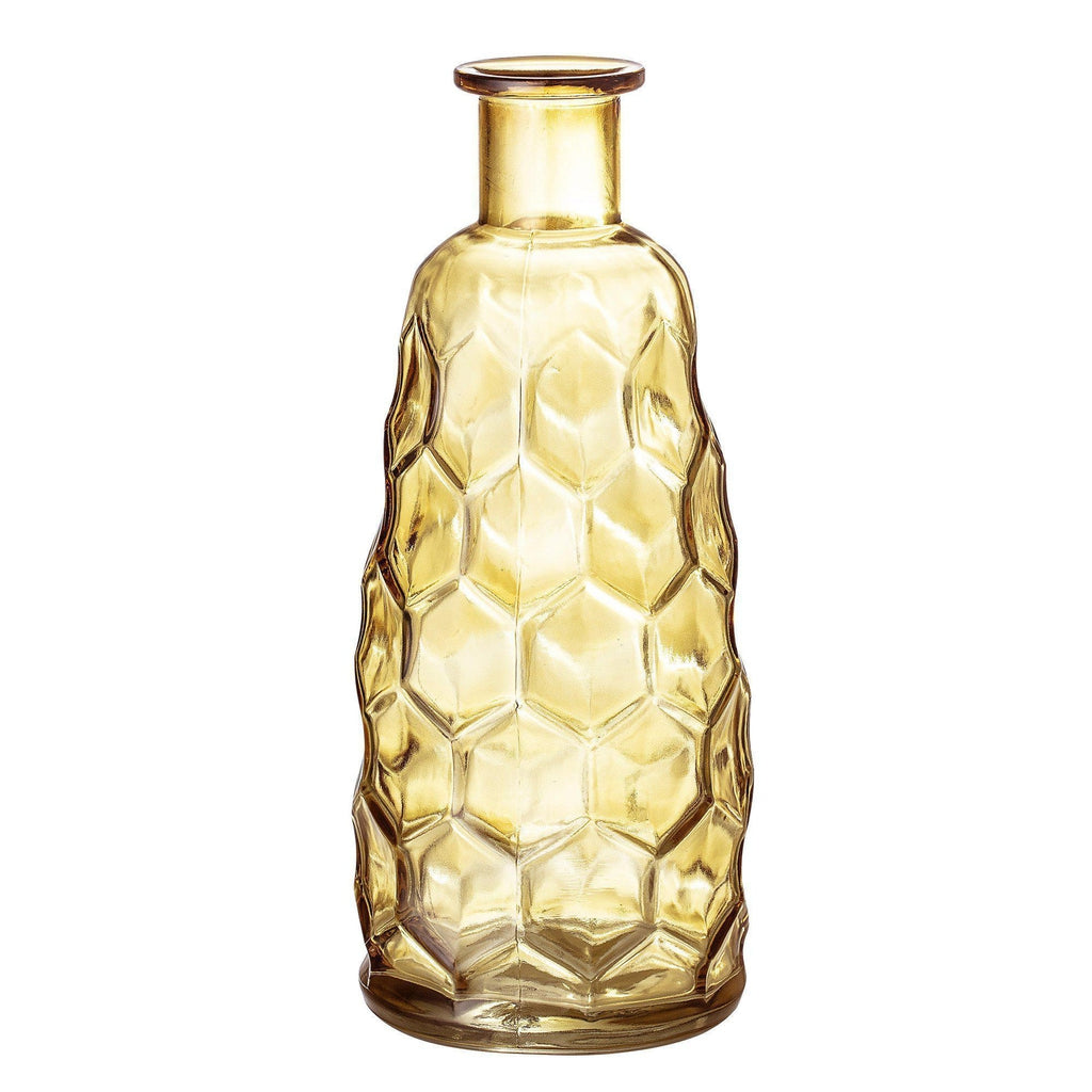 Bloomingville Yellow Pressed Glass Vase-Beaumonde