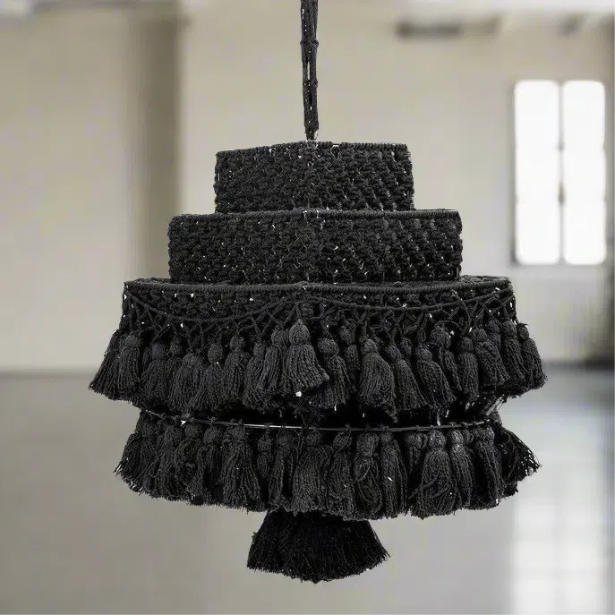 Bloomingville Baldachin Black Tassel Canopy Lampshade-Beaumonde