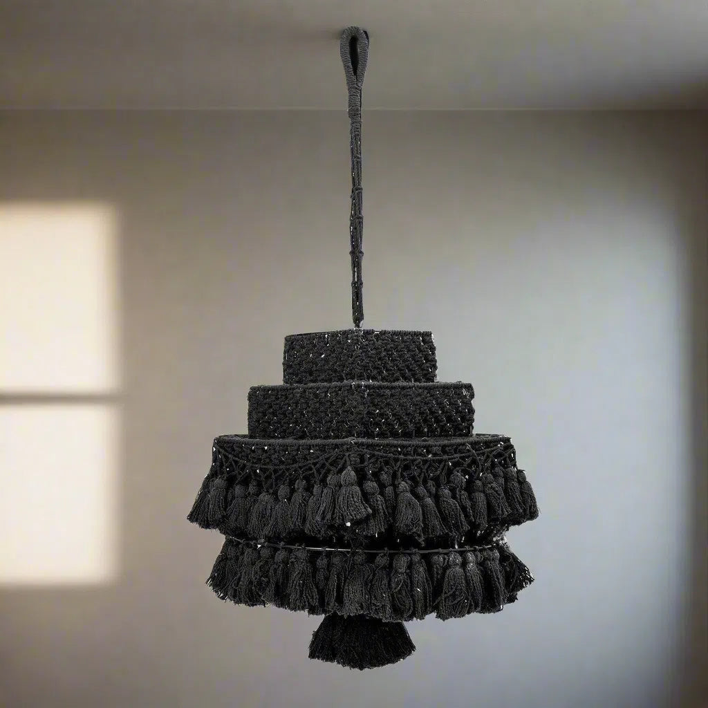 Bloomingville Baldachin Black Tassel Canopy Lampshade-Beaumonde