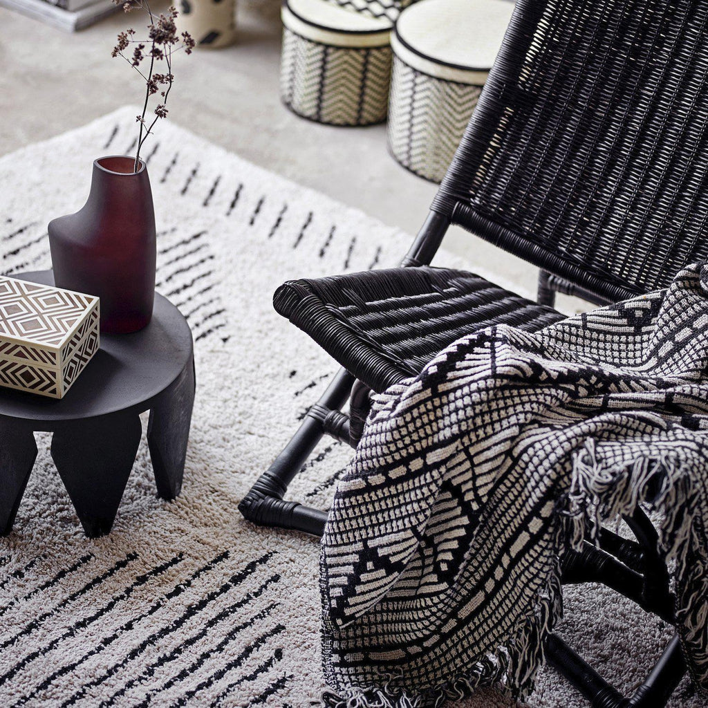 Bloomingville Gutte Black Recycled Cotton Throw-Beaumonde