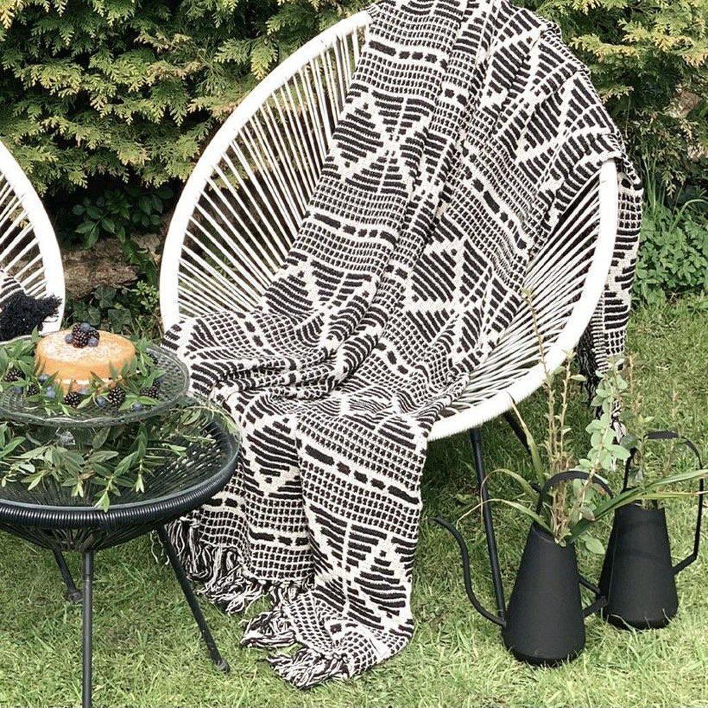 Bloomingville Gutte Black Recycled Cotton Throw-Beaumonde