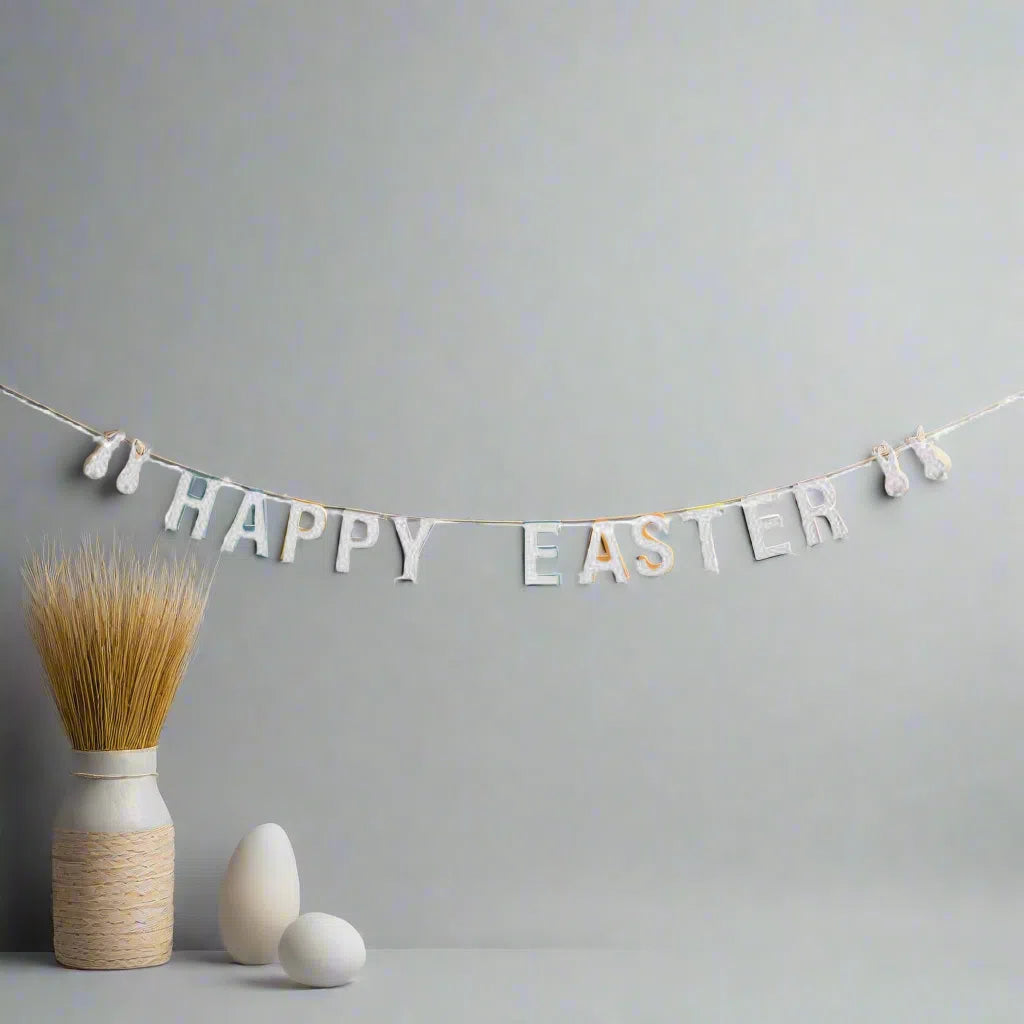 Bloomingville Happy Easter White Bunny Garland-Beaumonde