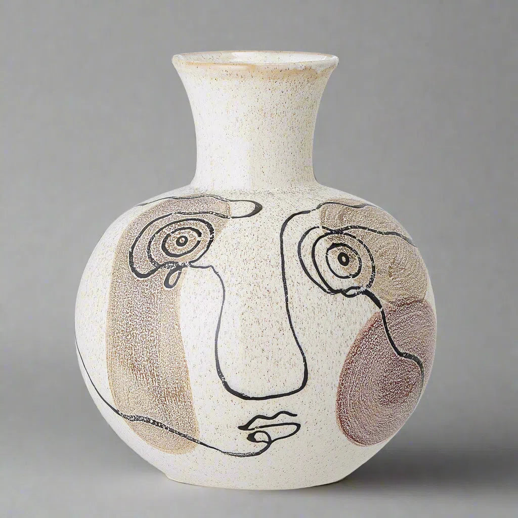 Bloomingville Irini Deco White Stoneware Vase-Beaumonde