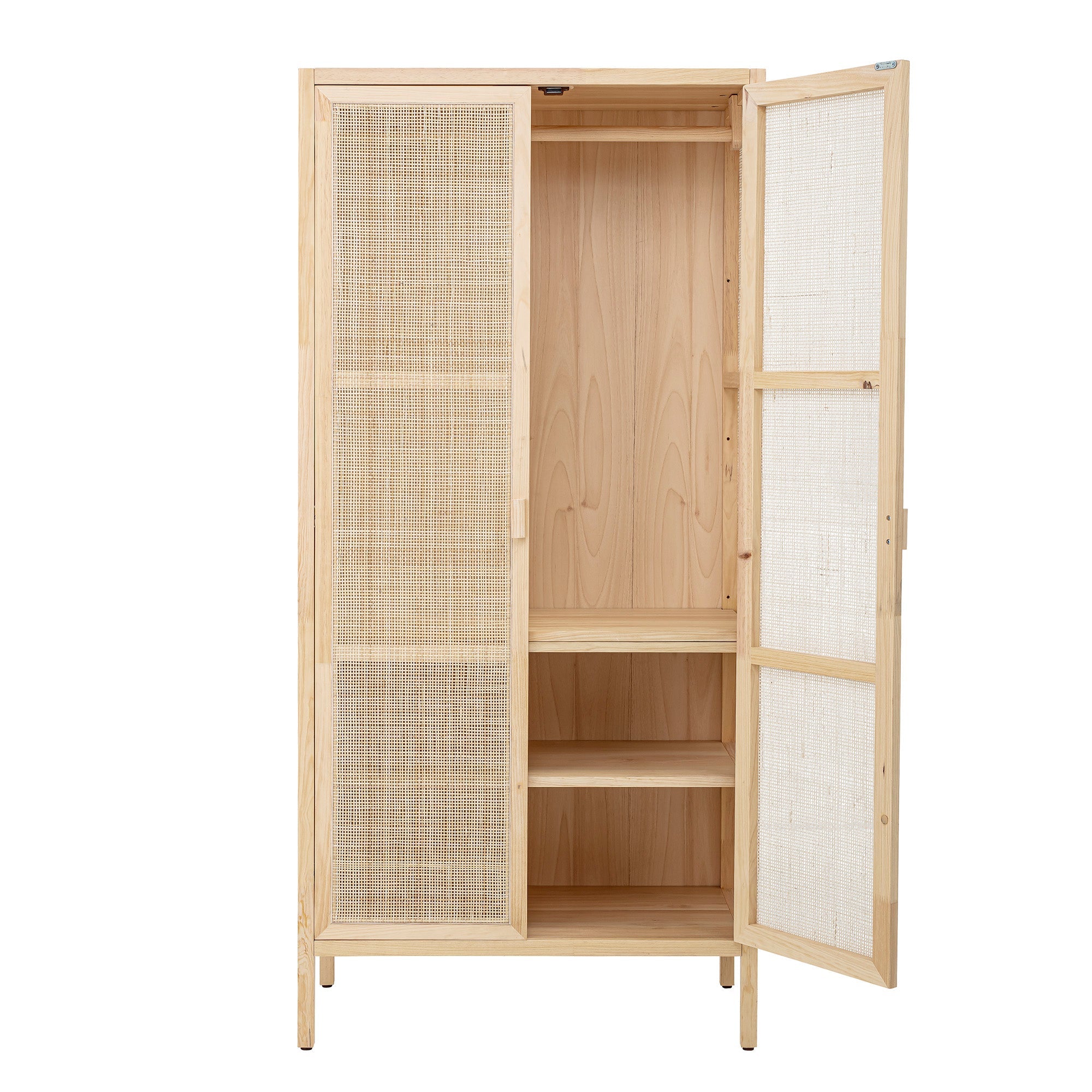 Bloomingville Mariana Pine and Rattan Cabinet - Wardrobe-Beaumonde
