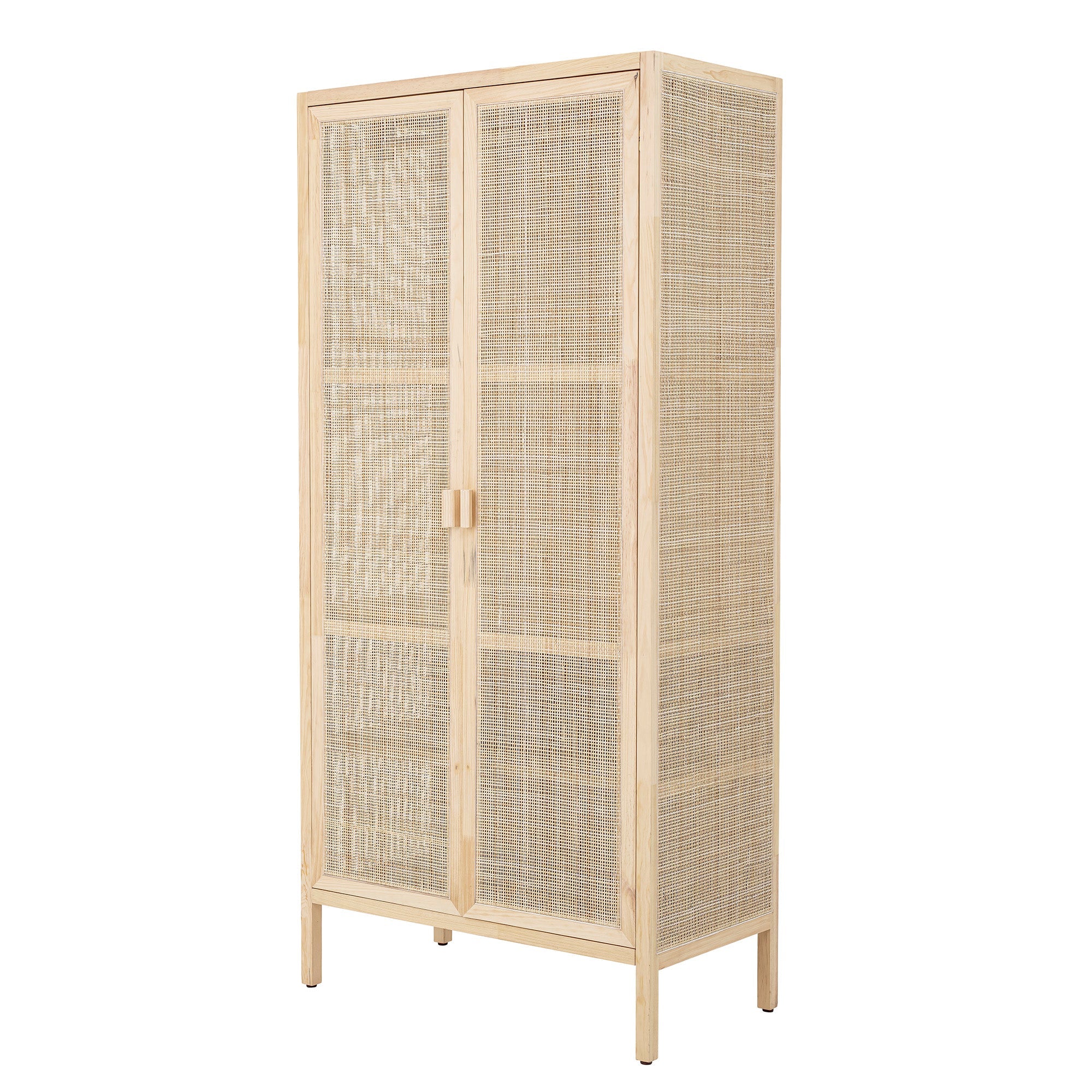Bloomingville Mariana Pine and Rattan Cabinet - Wardrobe-Beaumonde