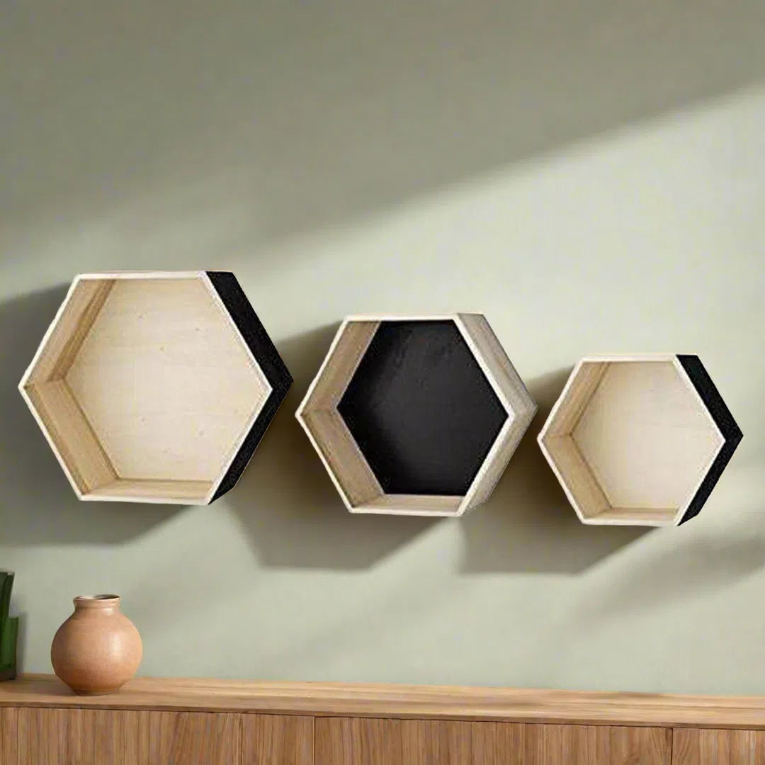 Bloomingville Neo Hexagonal Floating Wall Shelf-Beaumonde