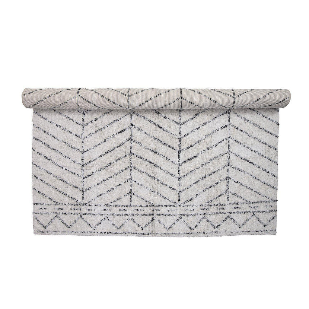Bloomingville Oiva Geometric Grey Cotton Rug-Beaumonde
