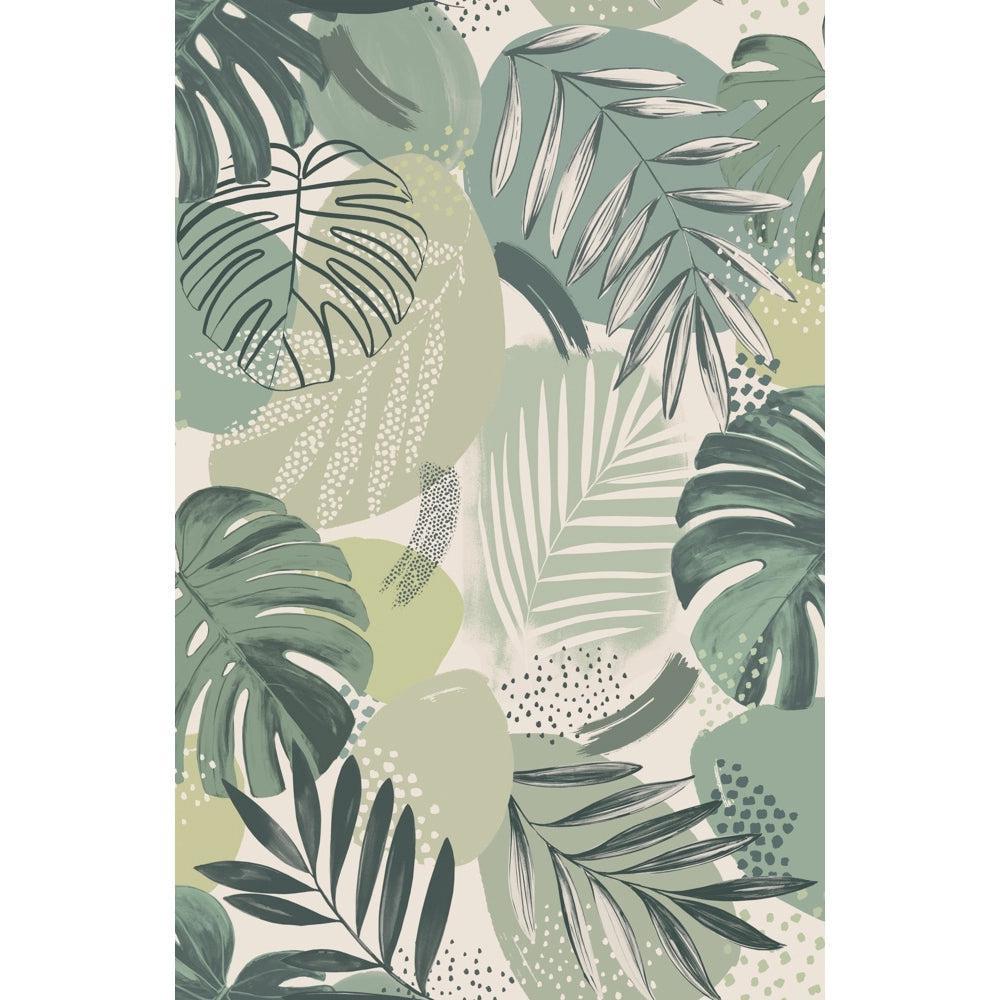 Brand McKenzie Abstract Jungle Leaf Green Wallpaper-Beaumonde