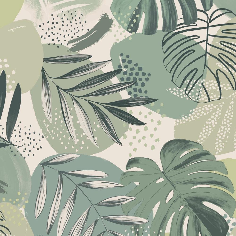 Brand McKenzie Abstract Jungle Leaf Green Wallpaper-Beaumonde