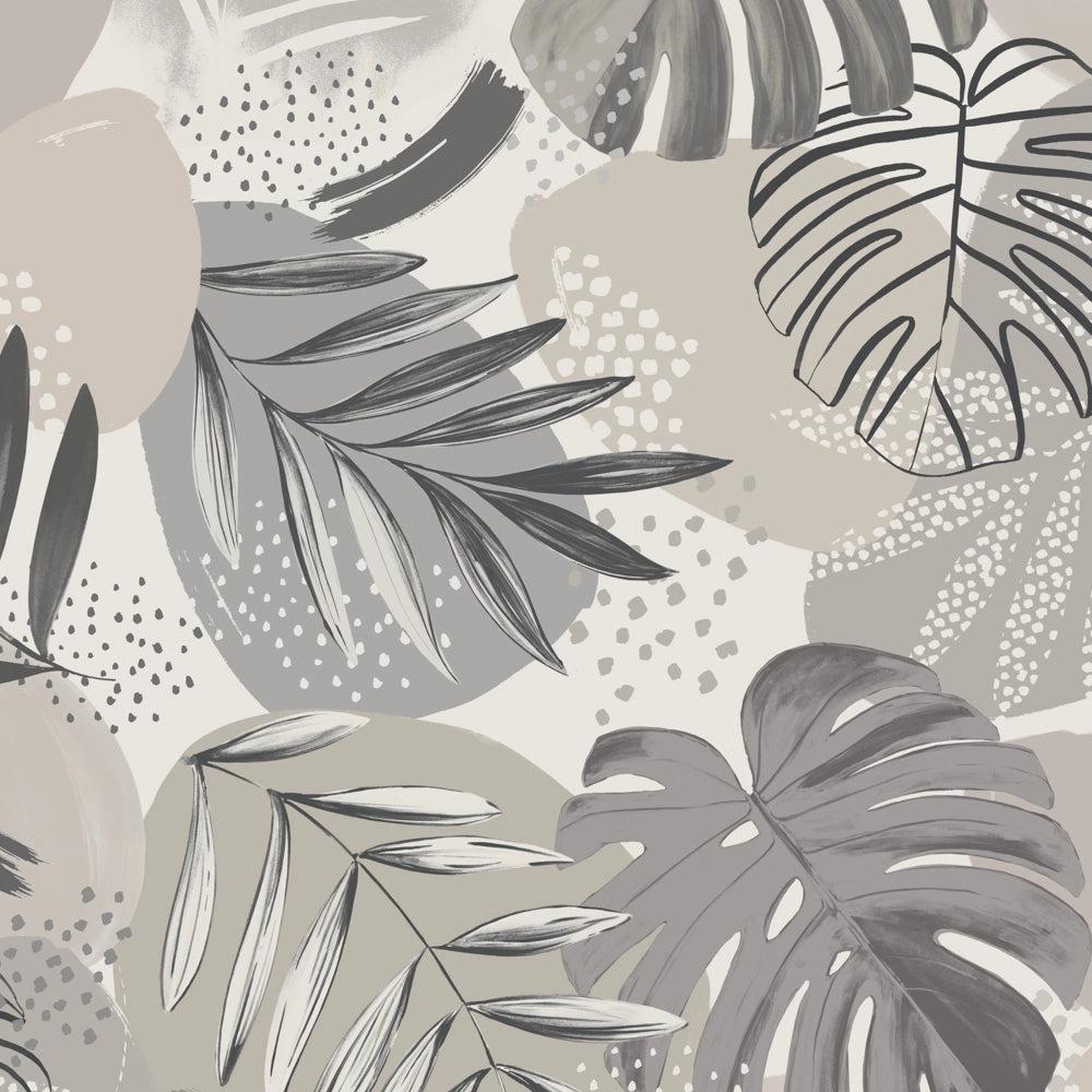 Brand McKenzie Abstract Jungle Putty Grey Wallpaper-Beaumonde