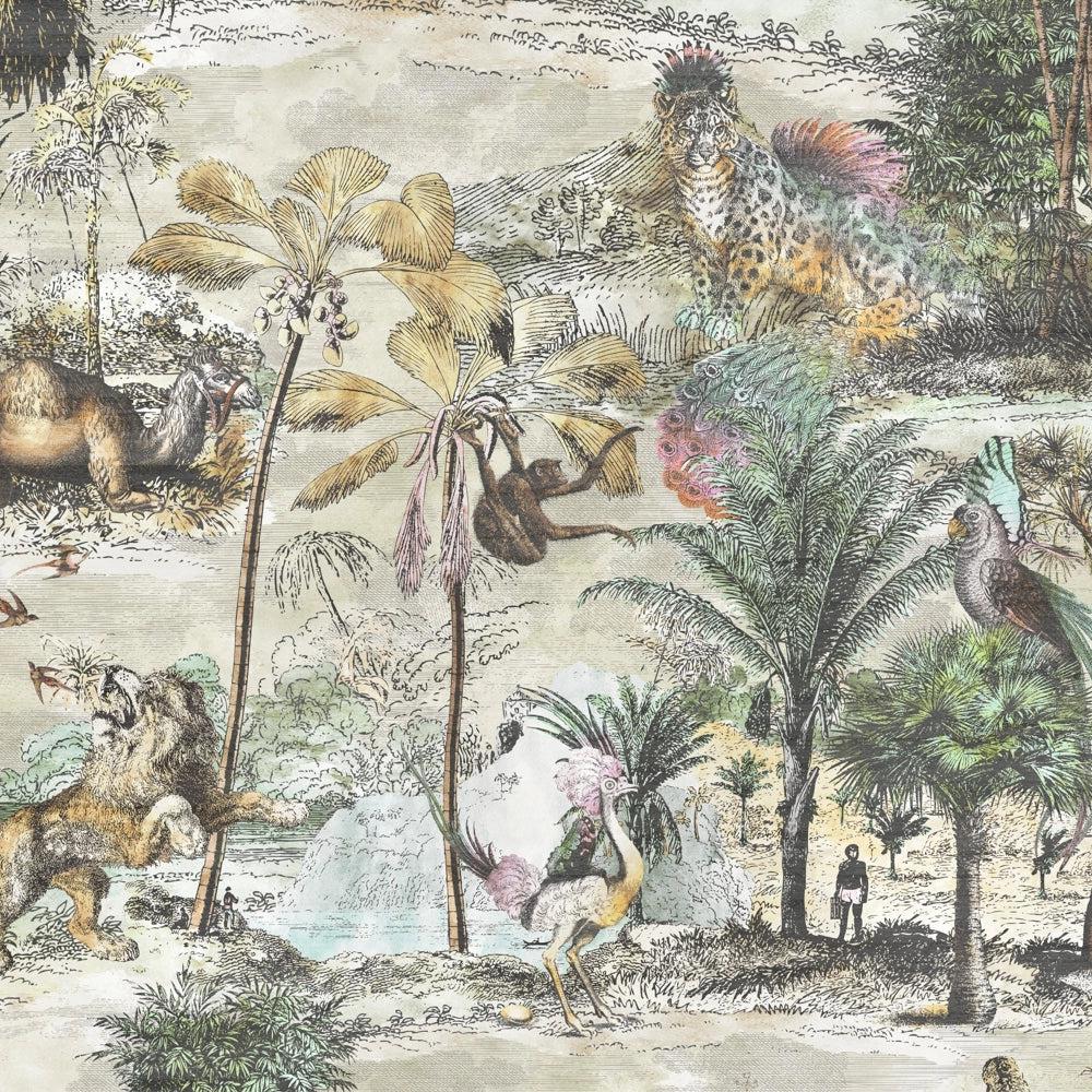 Brand McKenzie Animal Islands Bamboo Green Wallpaper-Beaumonde