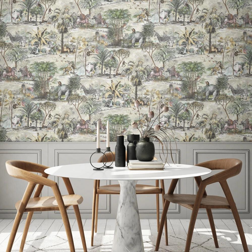 Brand McKenzie Animal Islands Bamboo Green Wallpaper-Beaumonde