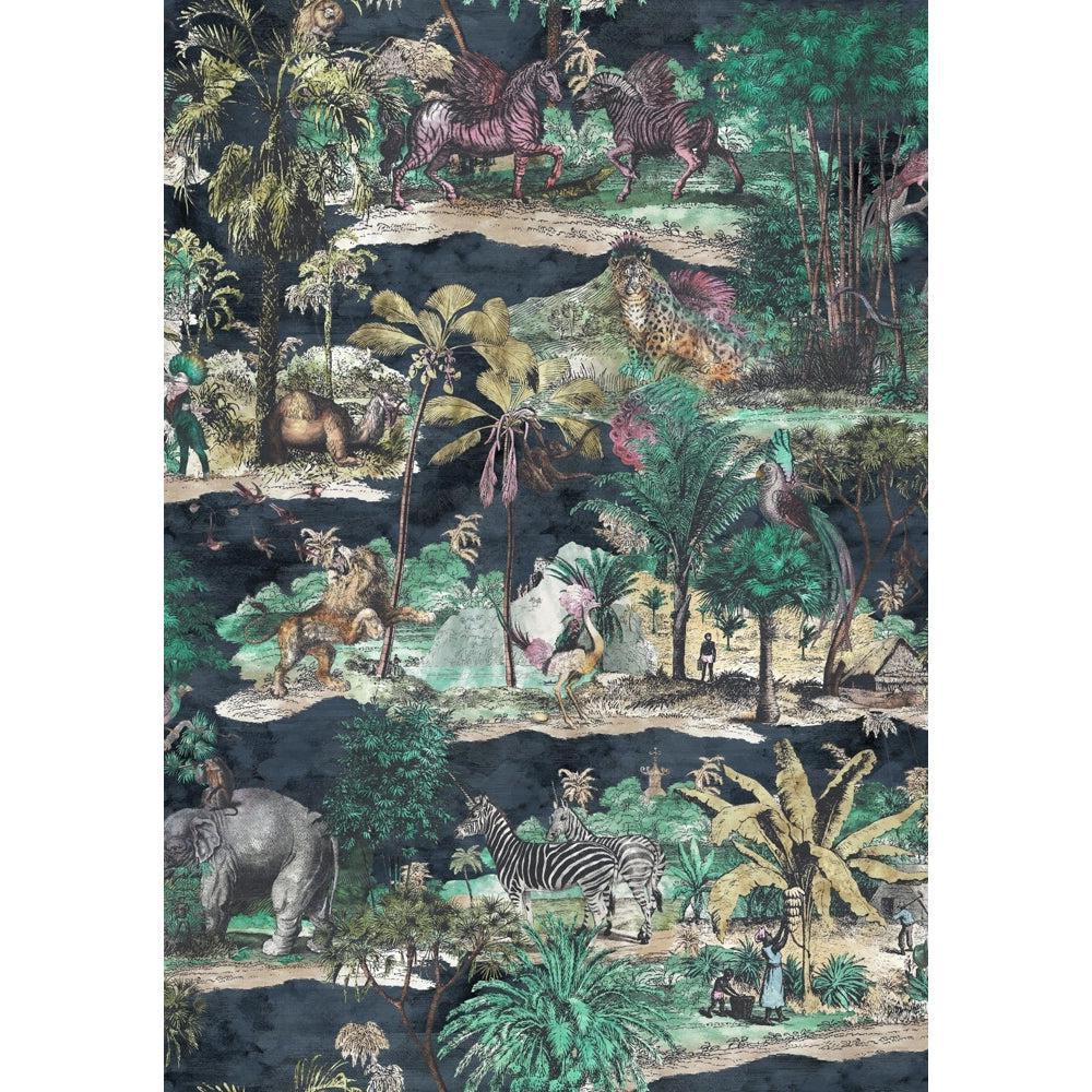 Brand McKenzie Animal Islands Midnight Blue Wallpaper-Beaumonde