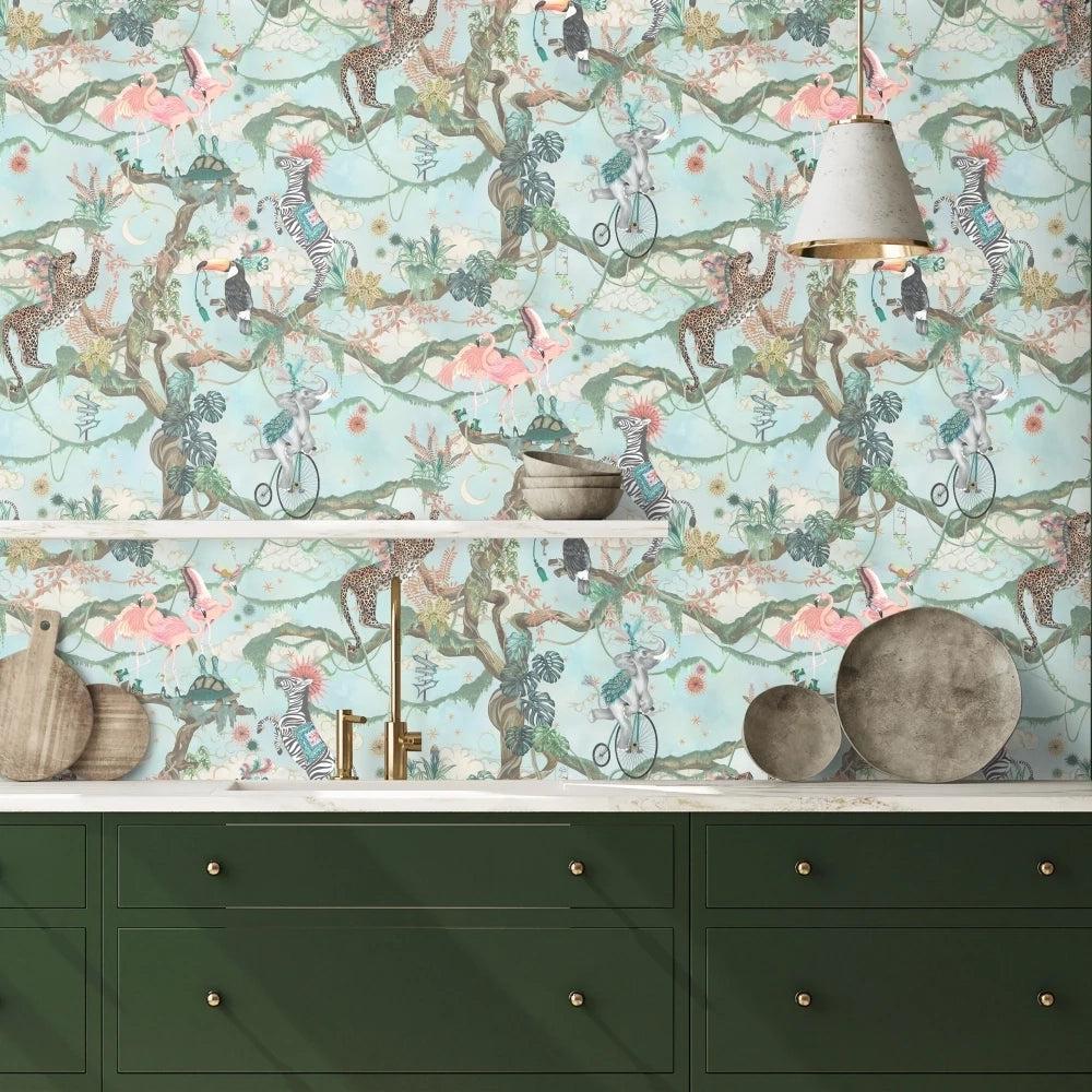 Brand McKenzie Balancing Act Green Sky Wallpaper-Beaumonde