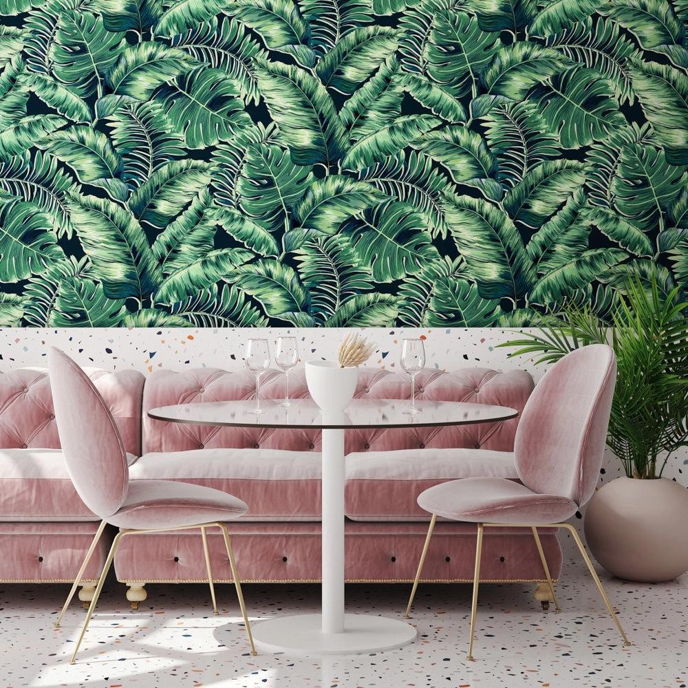 Brand McKenzie Banana Leaves Max Leaf Green Wallpaper-Beaumonde