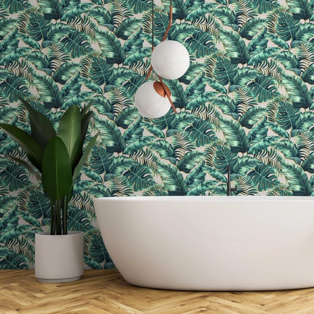 Brand McKenzie Banana Leaves Standard Blush Pink Wallpaper-Beaumonde