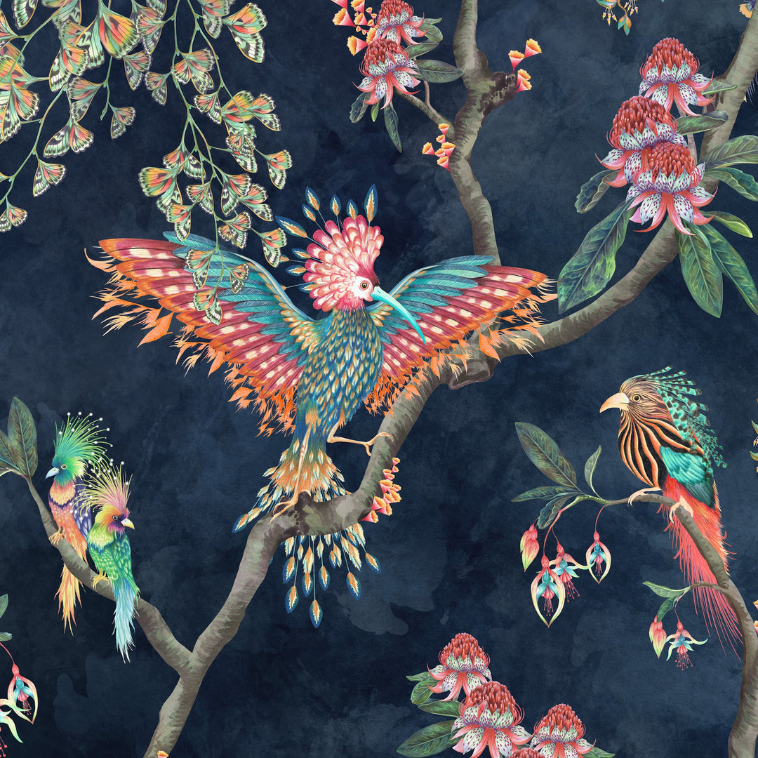 Brand McKenzie Birds In Paradise Wallpaper - Midnight-Beaumonde