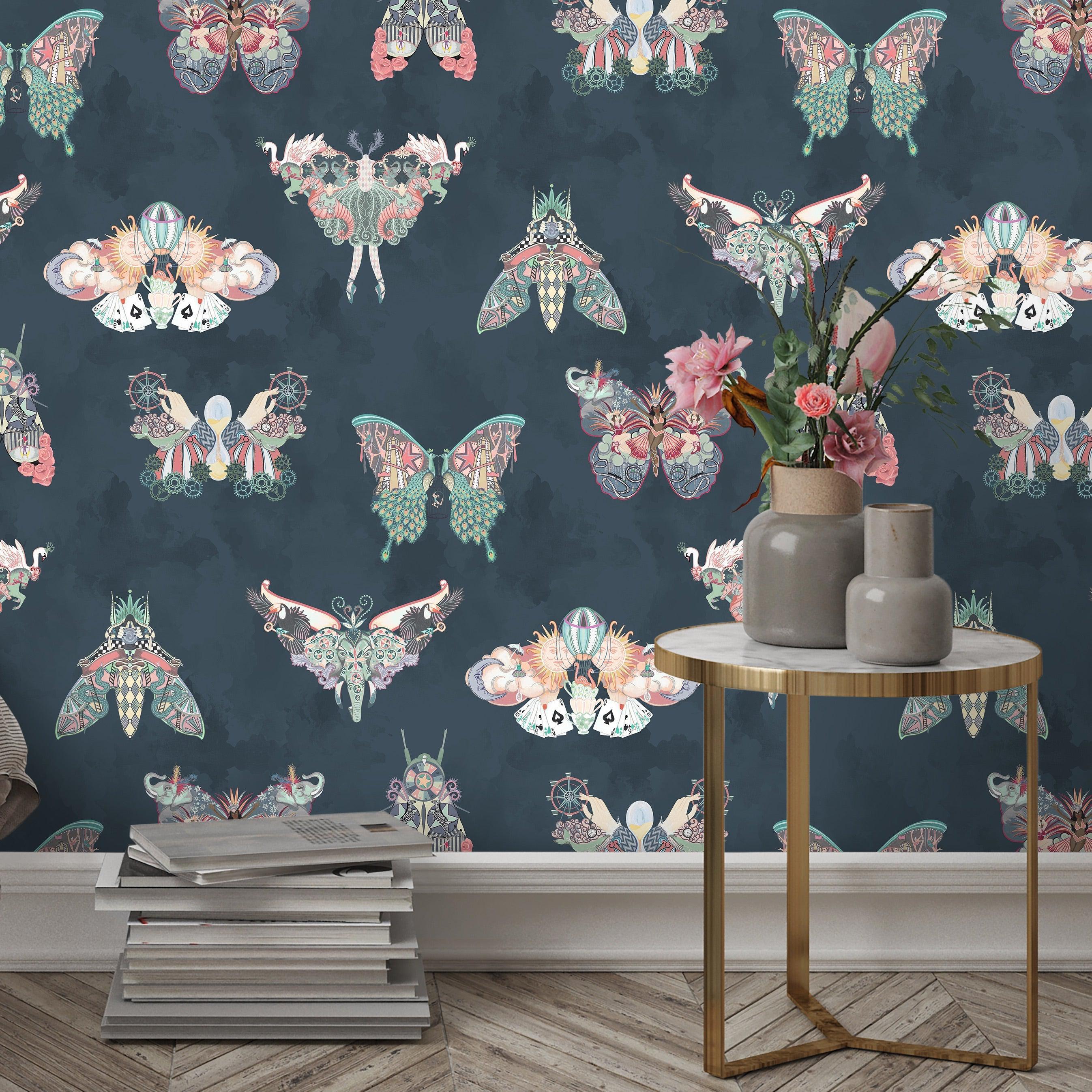 Brand McKenzie Butterfly Effect Navy Wallpaper-Beaumonde