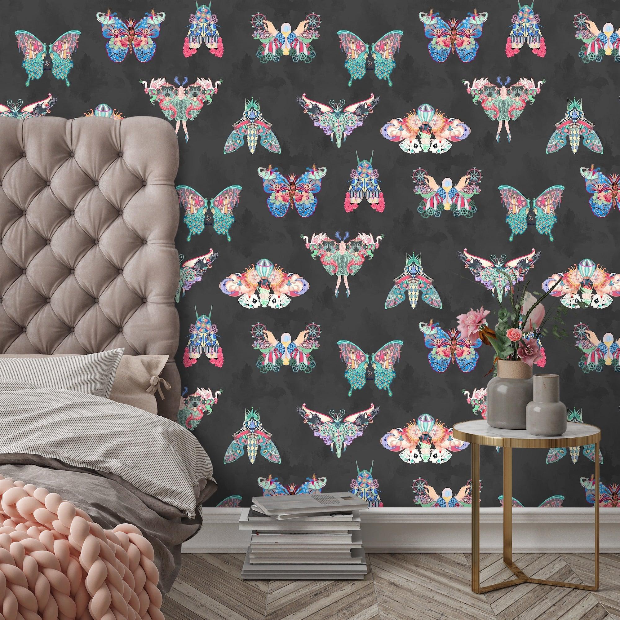 Brand McKenzie Butterfly Effect Noir Wallpaper-Beaumonde