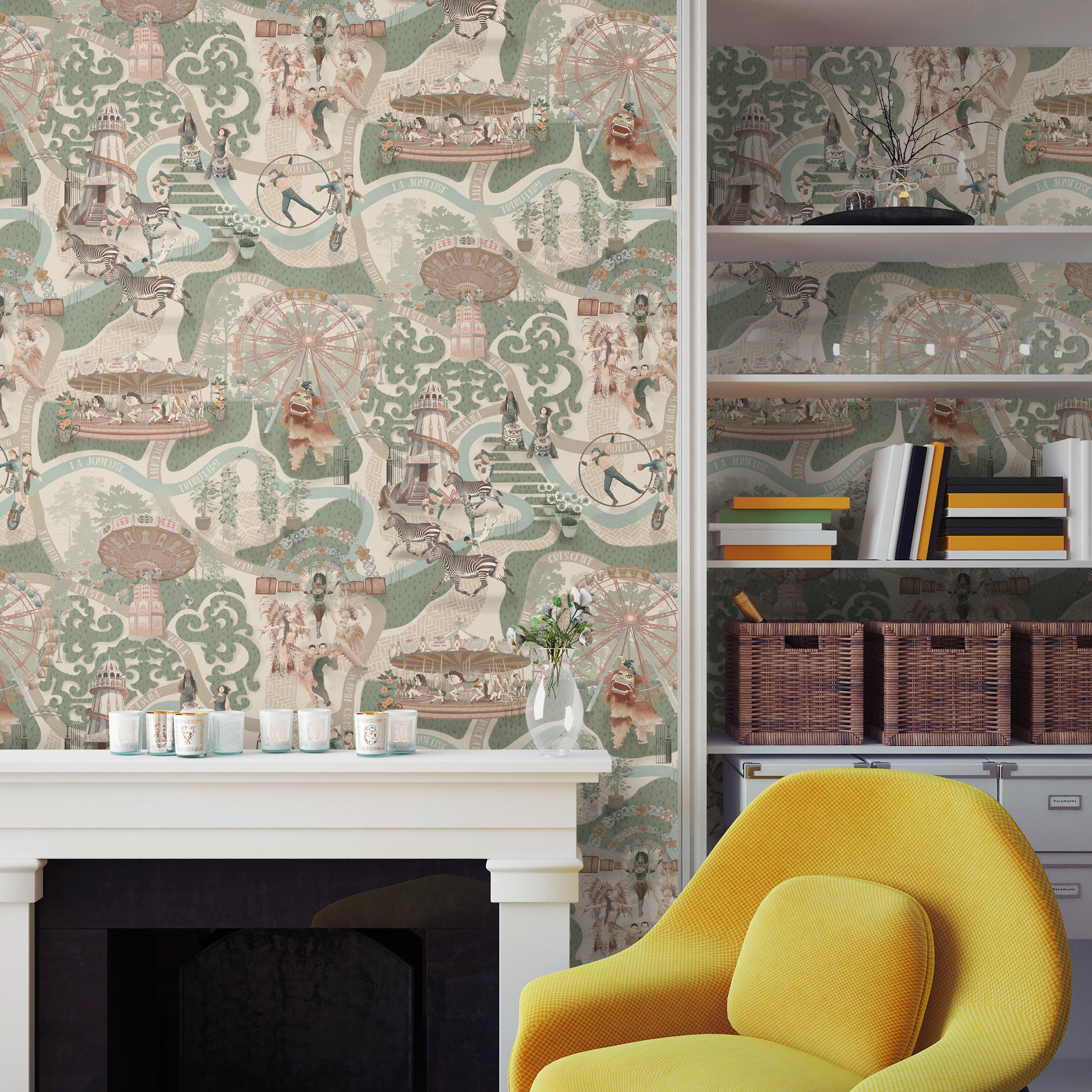 Brand McKenzie Carnival Map Eau De Nil Wallpaper-Beaumonde