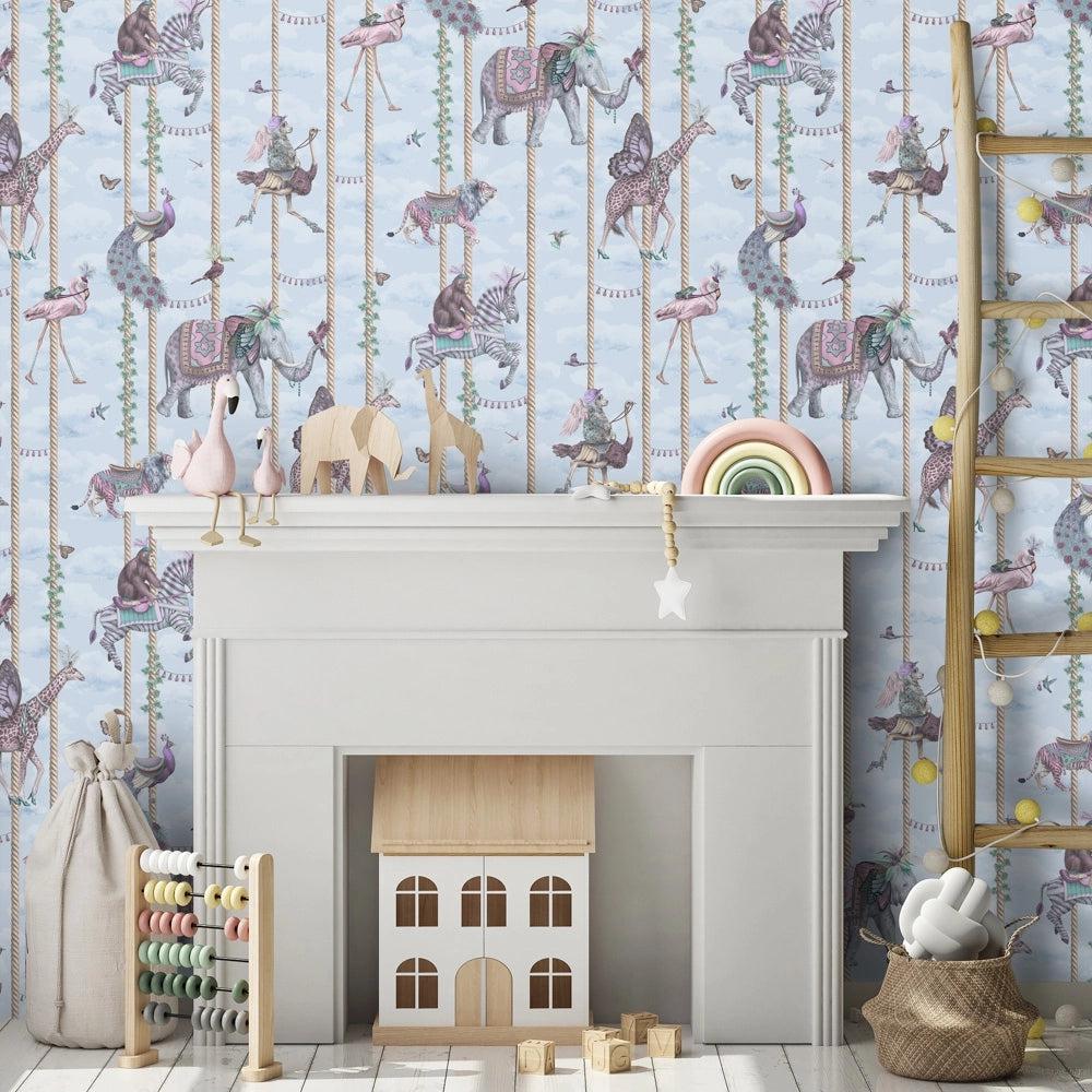 Brand McKenzie Carousel Blue Wallpaper-Beaumonde