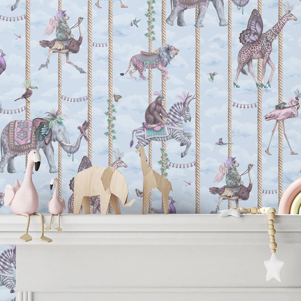Brand McKenzie Carousel Blue Wallpaper-Beaumonde