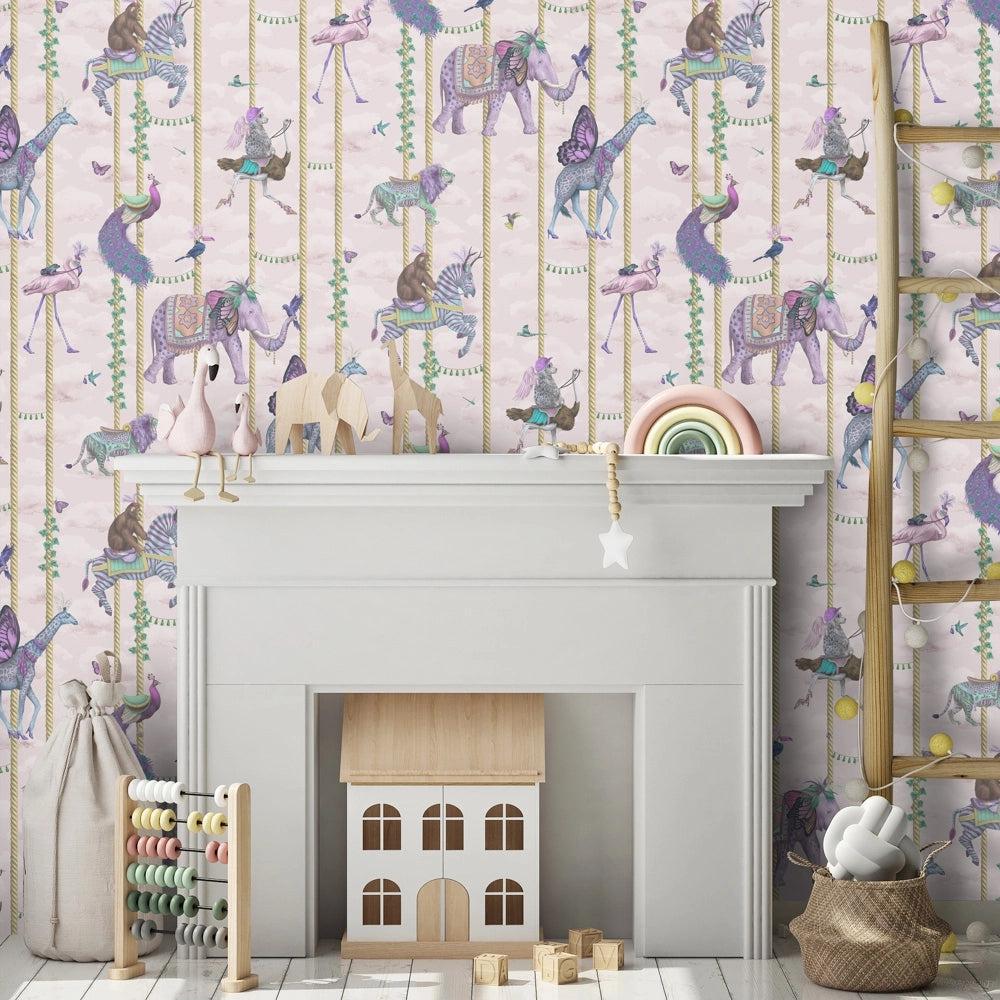 Brand McKenzie Carousel Pink Wallpaper-Beaumonde