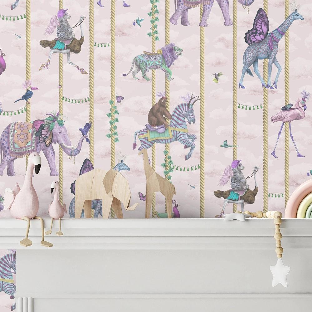 Brand McKenzie Carousel Pink Wallpaper-Beaumonde