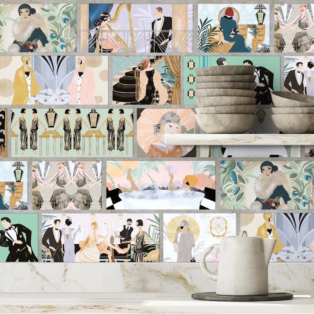 Brand McKenzie Charleston Tower Pastel Multi Wallpaper-Beaumonde
