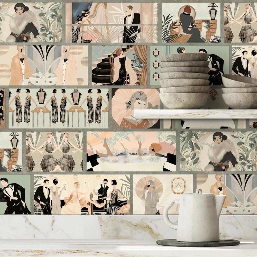 Brand McKenzie Charleston Tower Vintage Multi Wallpaper-Beaumonde