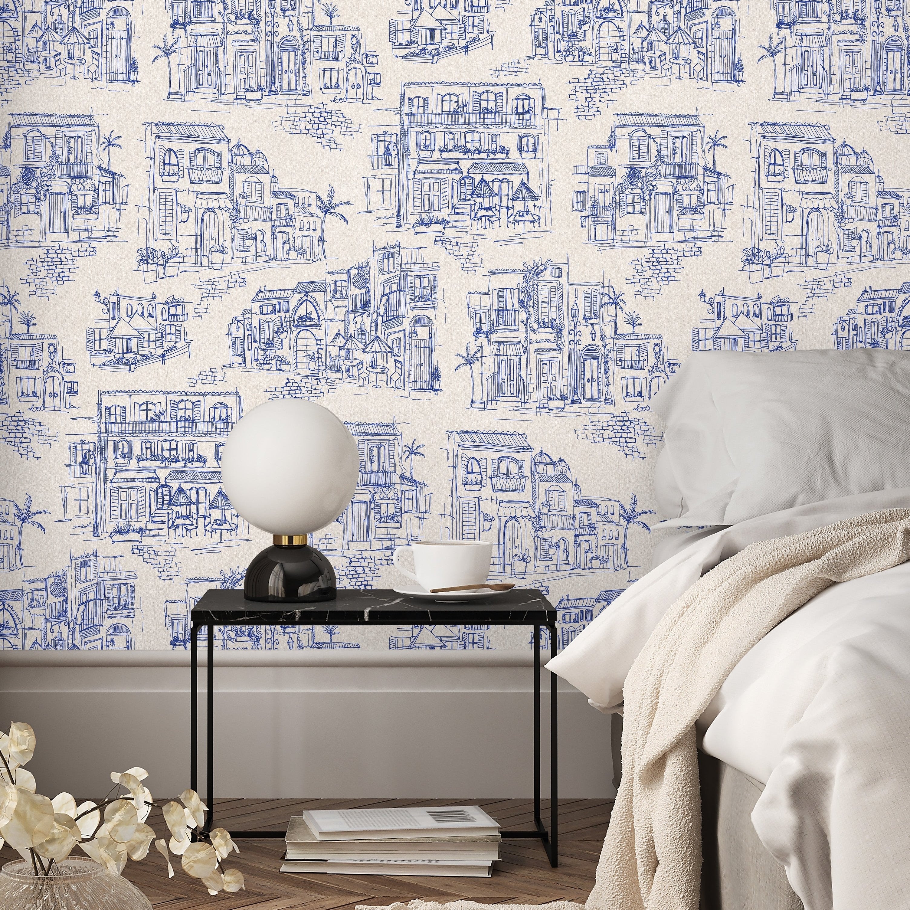 Brand McKenzie Charming Lanes Denim Wallpaper-Beaumonde
