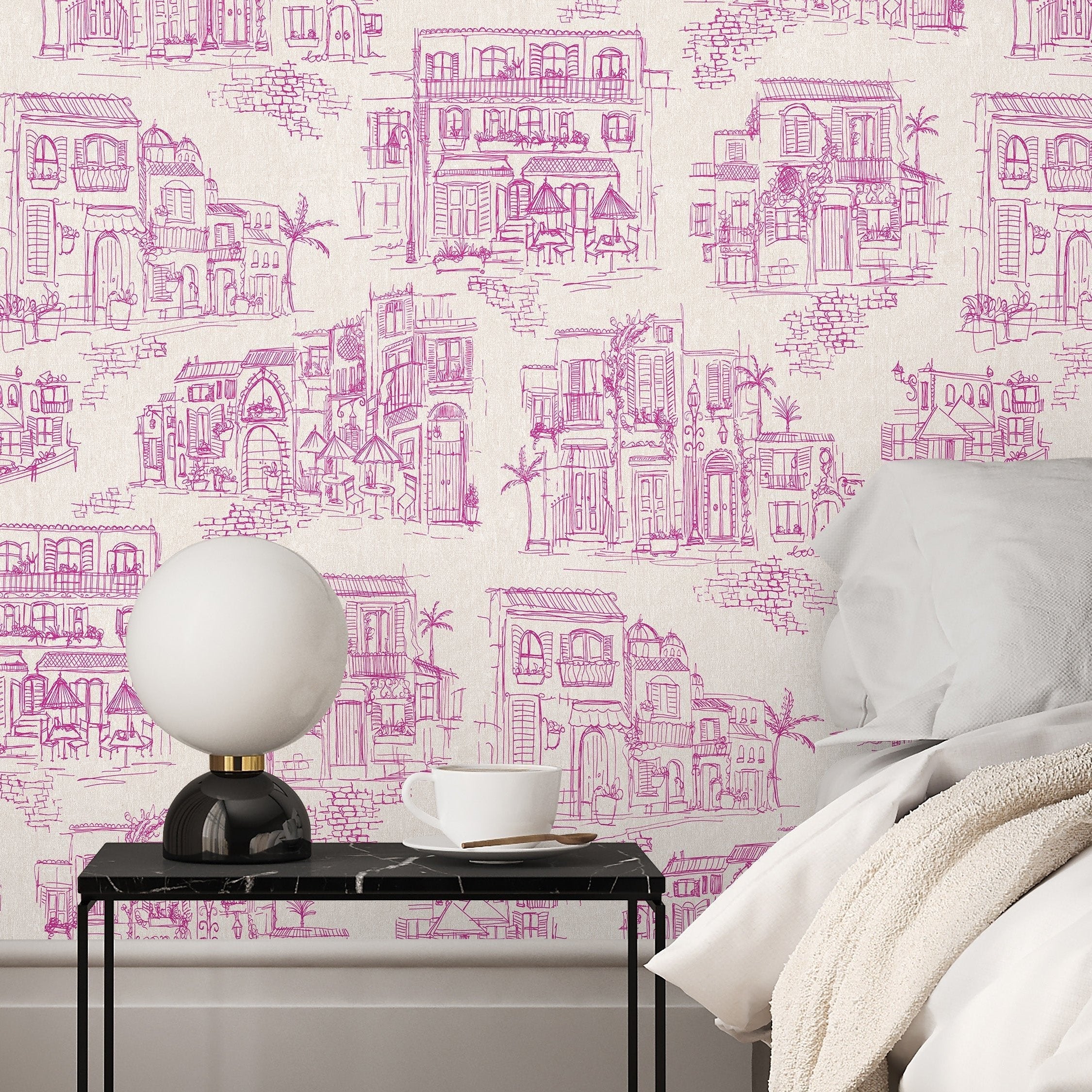 Brand McKenzie Charming Lanes Fuchsia Wallpaper-Beaumonde