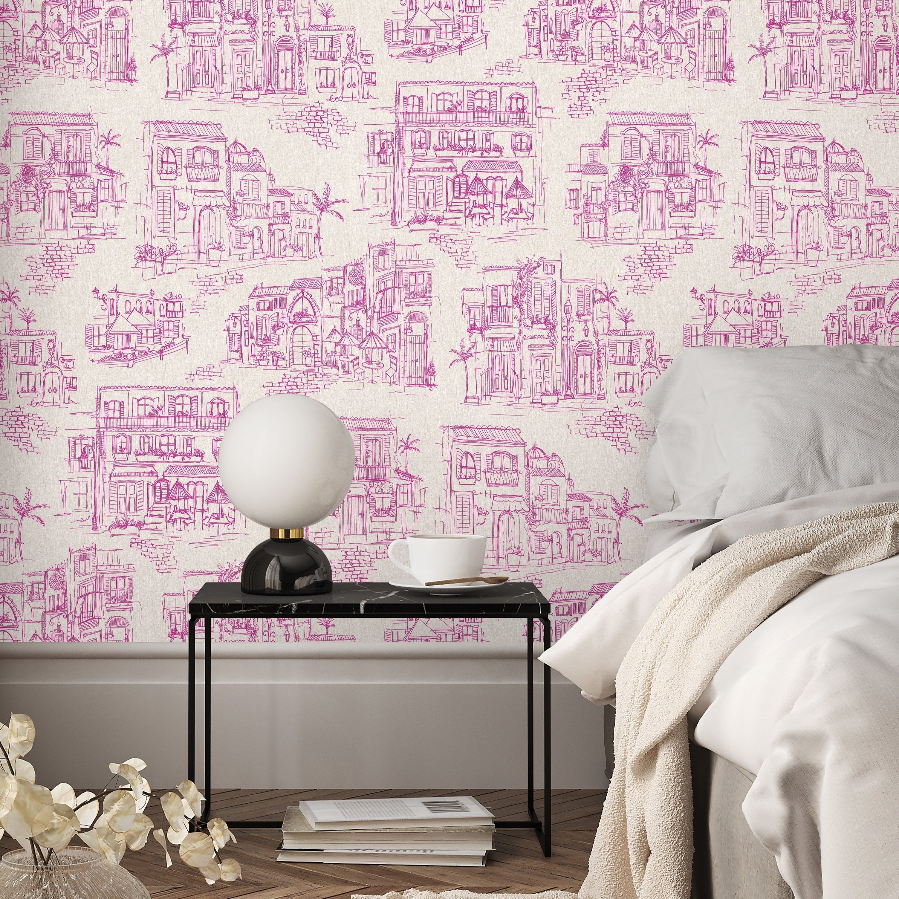 Brand McKenzie Charming Lanes Fuchsia Wallpaper-Beaumonde
