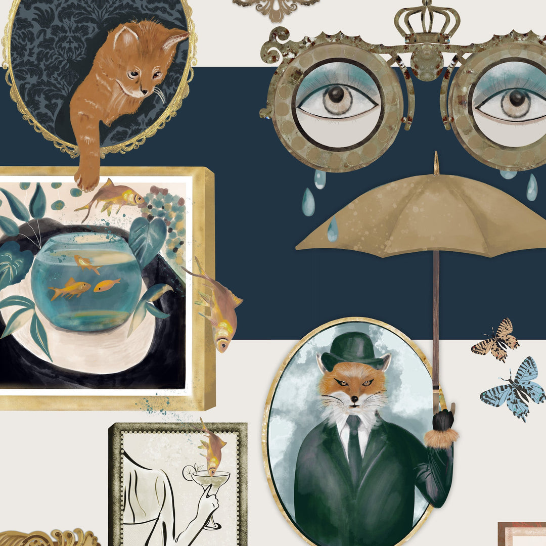 Brand McKenzie Connecting Frames Wallpaper - Navy in detail - Beaumonde UK