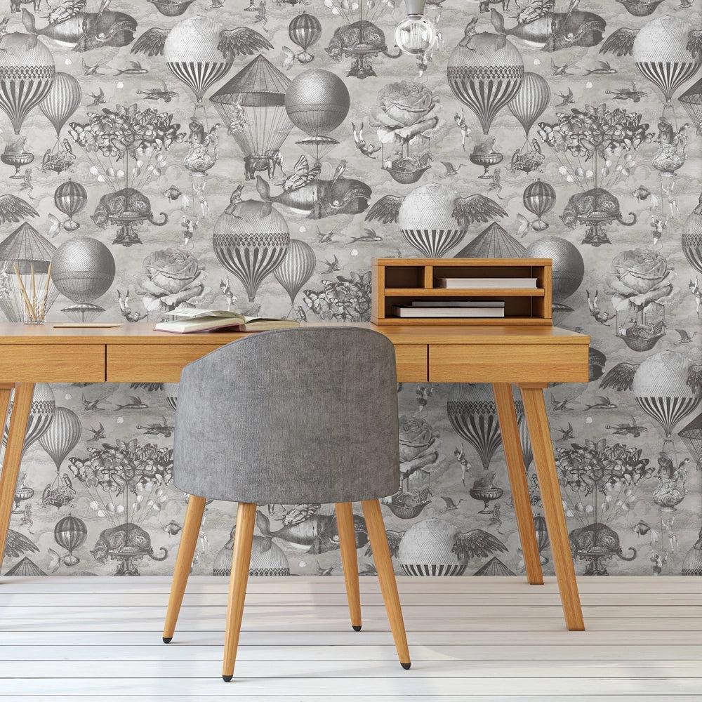 Brand McKenzie Curious Skies Black & White Wallpaper-Beaumonde