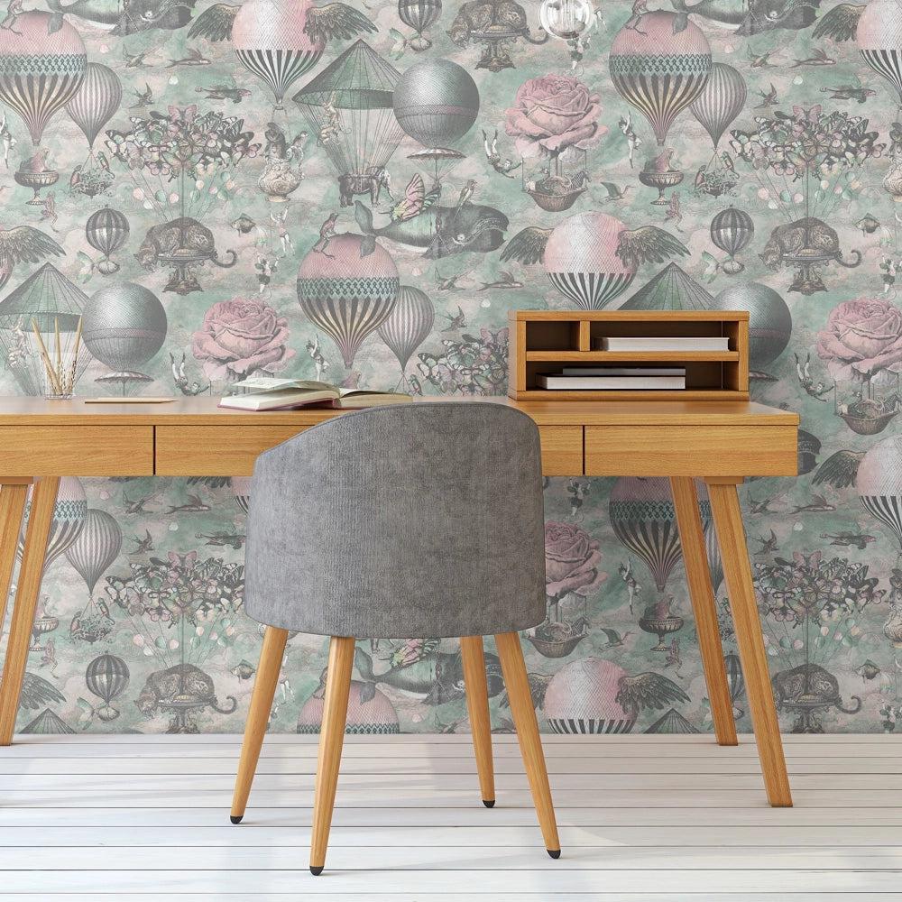 Brand McKenzie Curious Skies Pink & Aqua Wallpaper-Beaumonde