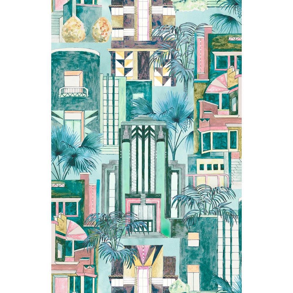 Brand McKenzie Downtown Deco Miami Mint Wallpaper-Beaumonde