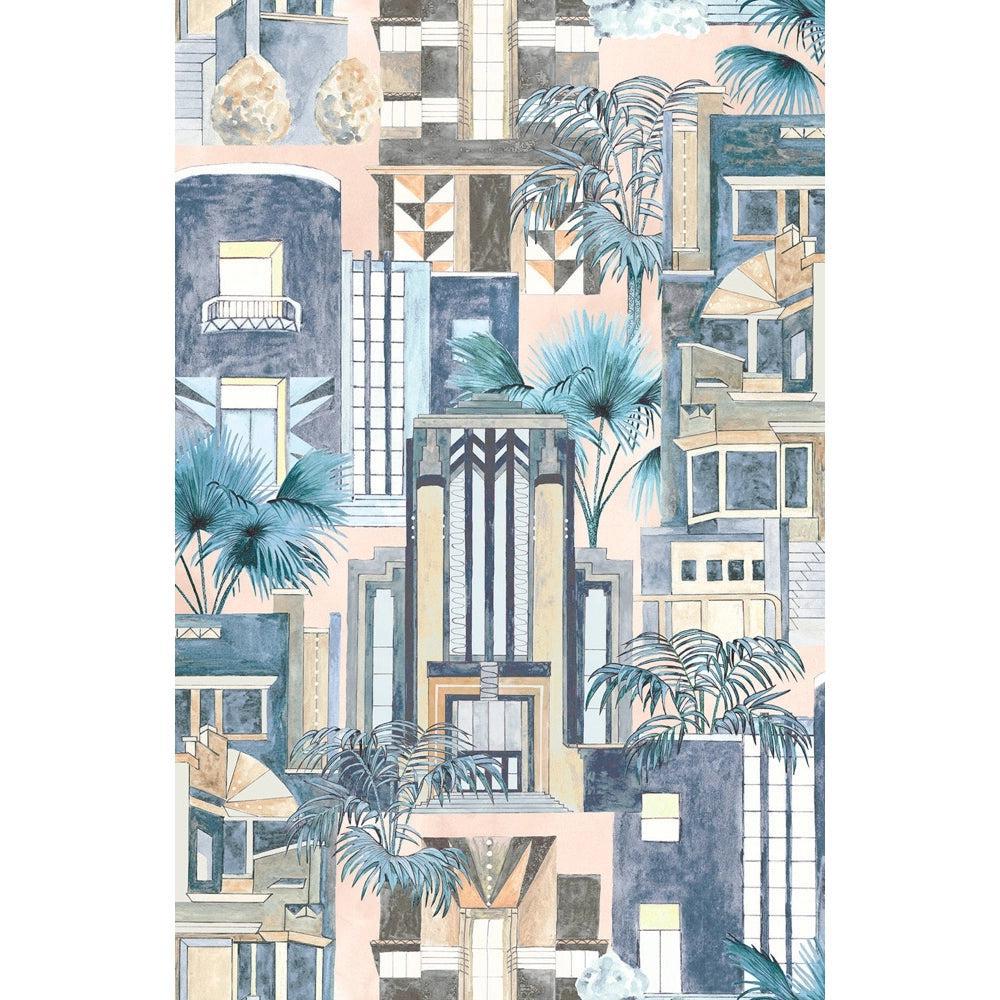 Brand McKenzie Downtown Deco Pastel Blue Wallpaper-Beaumonde