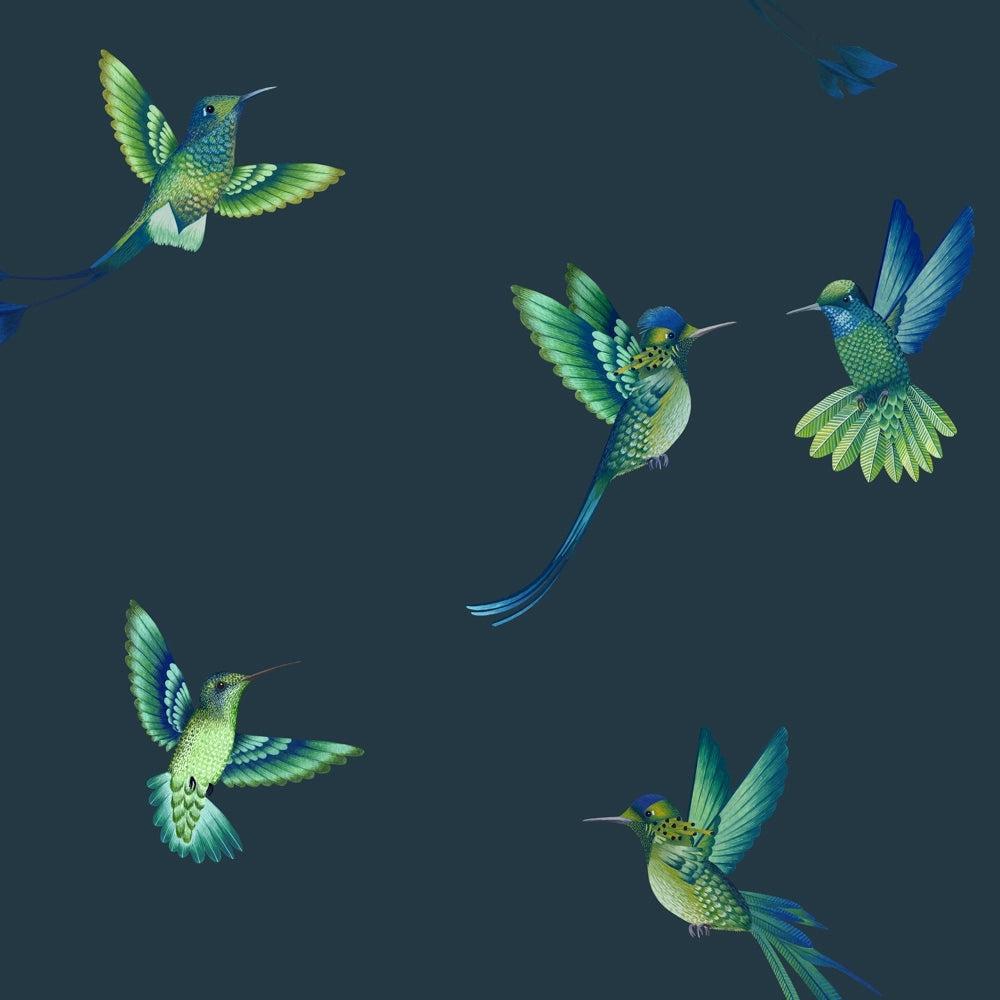 Brand McKenzie Exotic Birds Midnight Blue Wallpaper-Beaumonde
