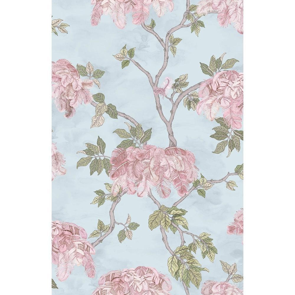 Brand McKenzie Feather Palm Sky Blue Wallpaper-Beaumonde